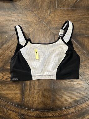 Glamorise Black and White Support Sports Bra 34DD  PRE-Owned good condition